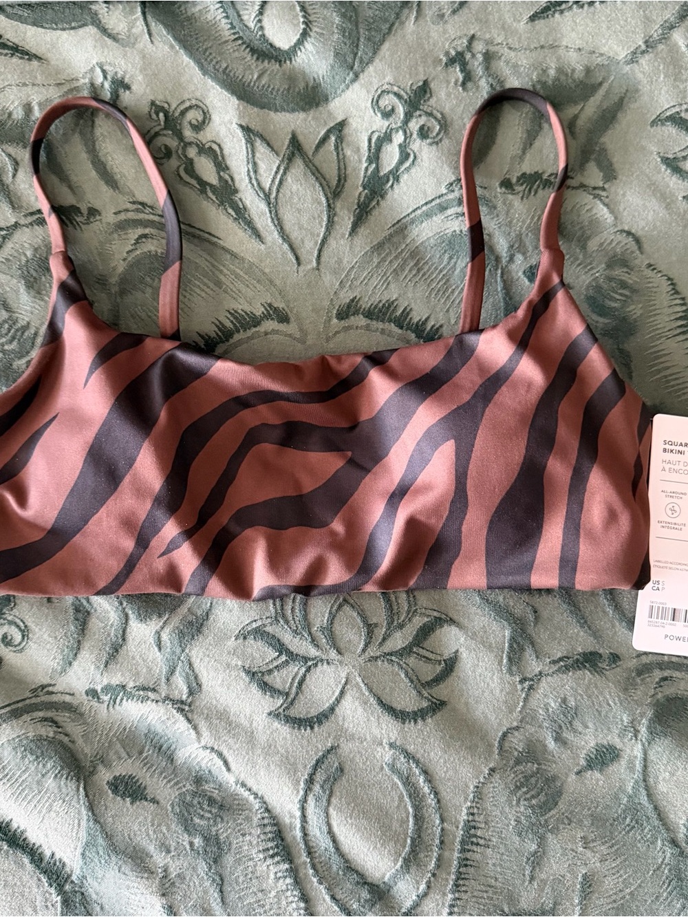 Athleta Square Neck Bikini Top - Prima Woodland Zebra - Small